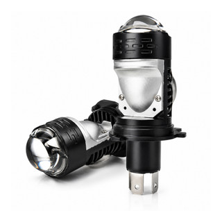 2PC Lâmpada H4 Bi-Led Mini Projetor Duplo Canhão Turbo 100W 6500K 12V 24V Moto Carro