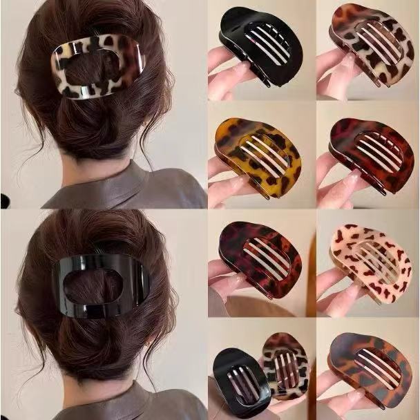 Kit4 Presilha Prendedor de Cabelo Oval Garra Coreana Piranha de Cabelon Estilo Tartaruga Cores Opacas