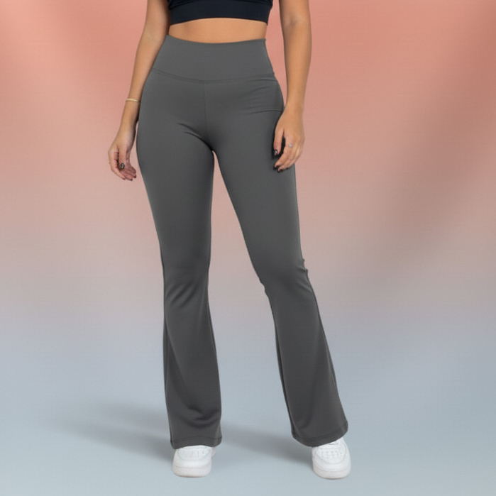 Calça Flare Fitness Academia Feminina Legging Bailarina Suplex Zero Transparência Cós Alto M G GG