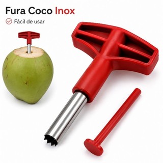 Fura Coco Abridor de Coco Verde Perfurador em Inox com Cabo Plástico Fácil de Usar para Água de Coco Cozinha Uso Diário