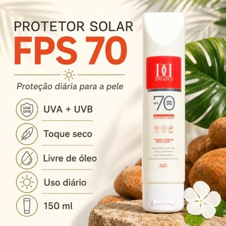 Protetor Solar ANTISSINAIS Dandas Fps 70, Toque seco, ROSTO E CORPO, VEGANO, CLAREADOR -150ML
