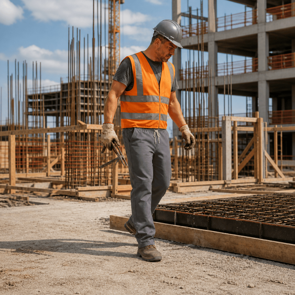 Calça de Brim Pesado Super Resistente Firme Justa Cinza Uniforme Trabalho Obra Profissional Industria Serviços