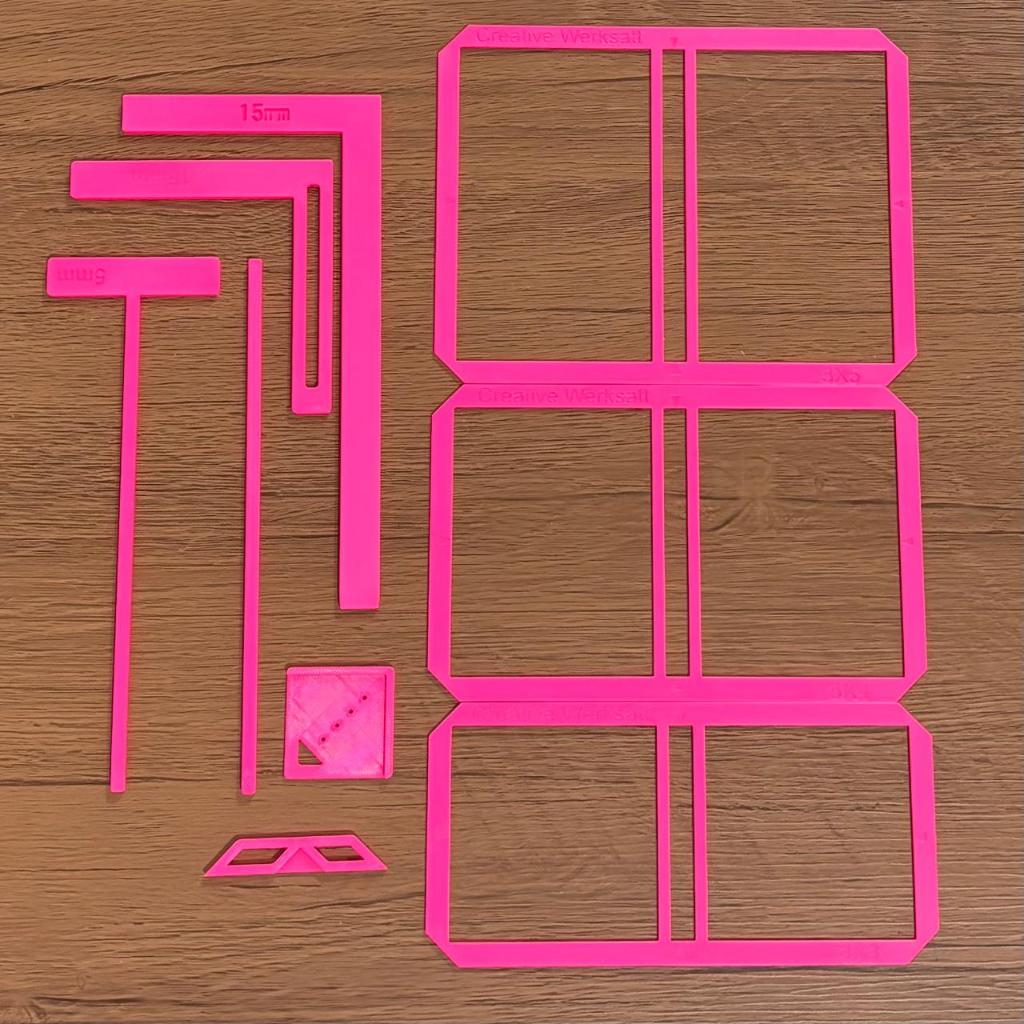 Kit de Réguas para Encadernação e Cartonagem – Ferramentas de Precisão para Scrapbook e Artesanato - 9 peças PLA