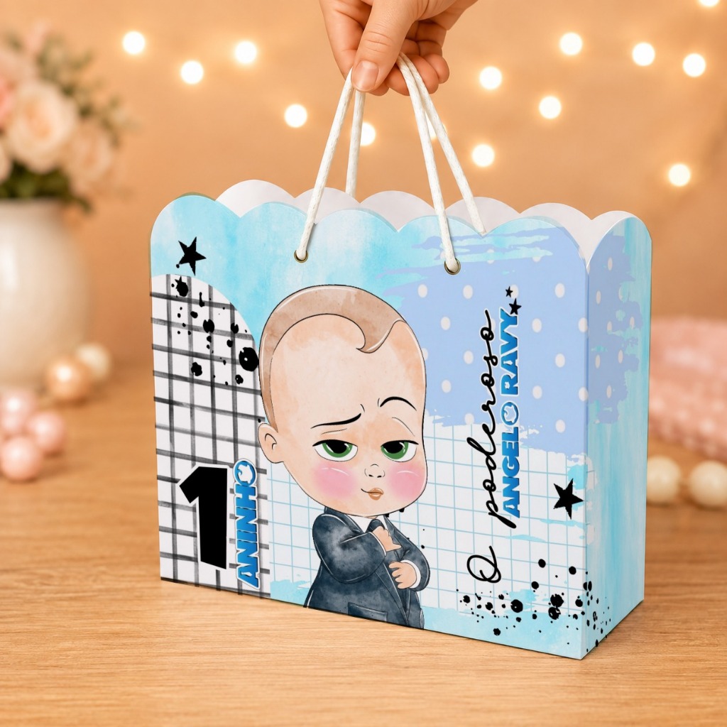 Sacolinha  Personalizada Modelo Nuvem | PODEROSO CHEFINHO  | MENINO | Lembrancinha Festa Infantil  | 20x15x