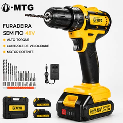 Furadeira Parafusadeira Brushless 48V 45Nm Profissional 2 Baterias e Maleta Hanabi