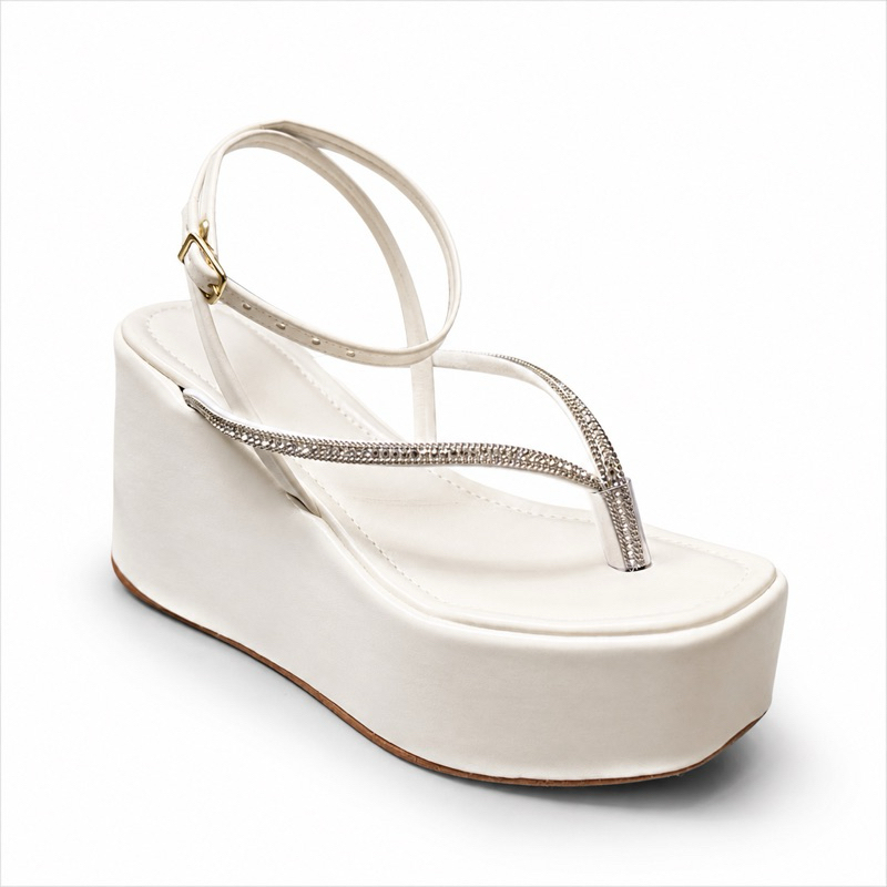 Sandália Plataforma Feminina 8cm Anabela Confortável Elegante Casual