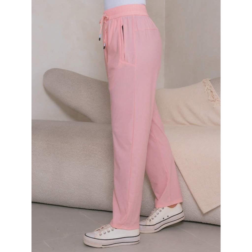 Calça Jogger Feminina Lilás Cintura Alta Casual Confortável