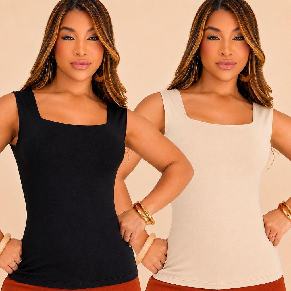 Blusa Regata Poliamida Feminina Frente Dupla Moda