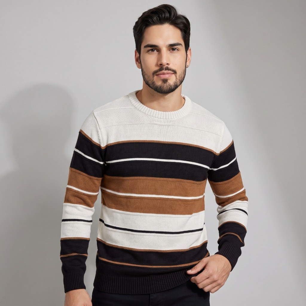Sueter tricot masculino blusa de frio gola redonda manga longa blusa Premium