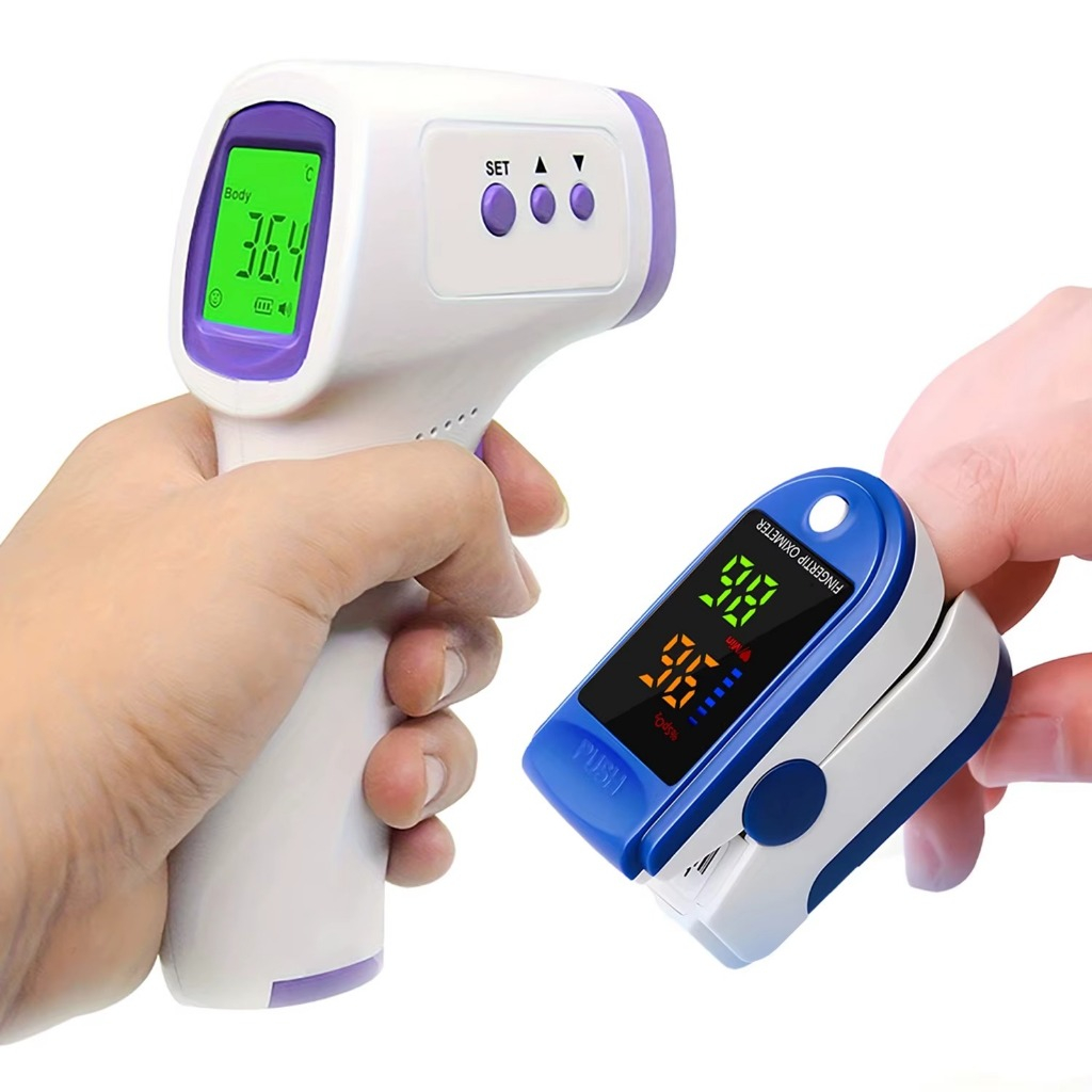 2 em 1! Kit Essencial p/ Família: Termômetro Laser p/ Febre e Bebê + Oxímetro Dedo Digital Preciso