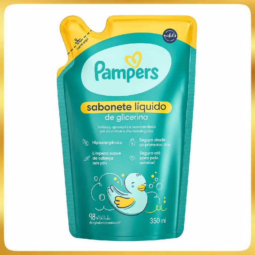 Sabonete Líquido Infantil Pampers Glicerina Refil 350ml PROMOÇÃO