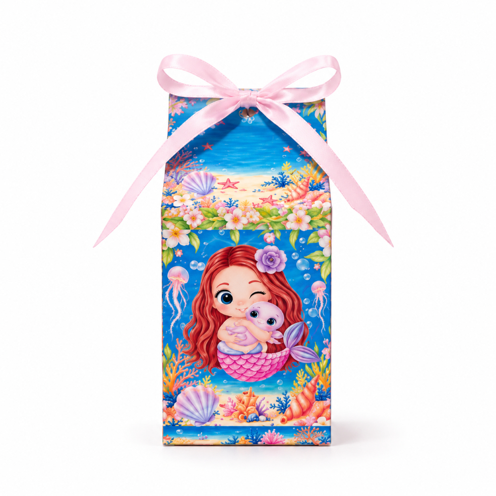 Caixinhas Personalizadas Sereia Cute | Caixa Milk | Lembrancinhas Aniversário | Festa Sereia | Fazemos Todos os Temas