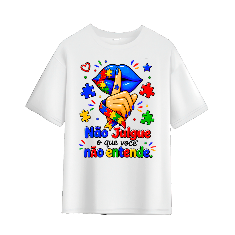 Camiseta Autismo TEA Não Julgue O Que Você Não Entende Algodão Unissex Blusa Conscientização — imagem 2 de 2