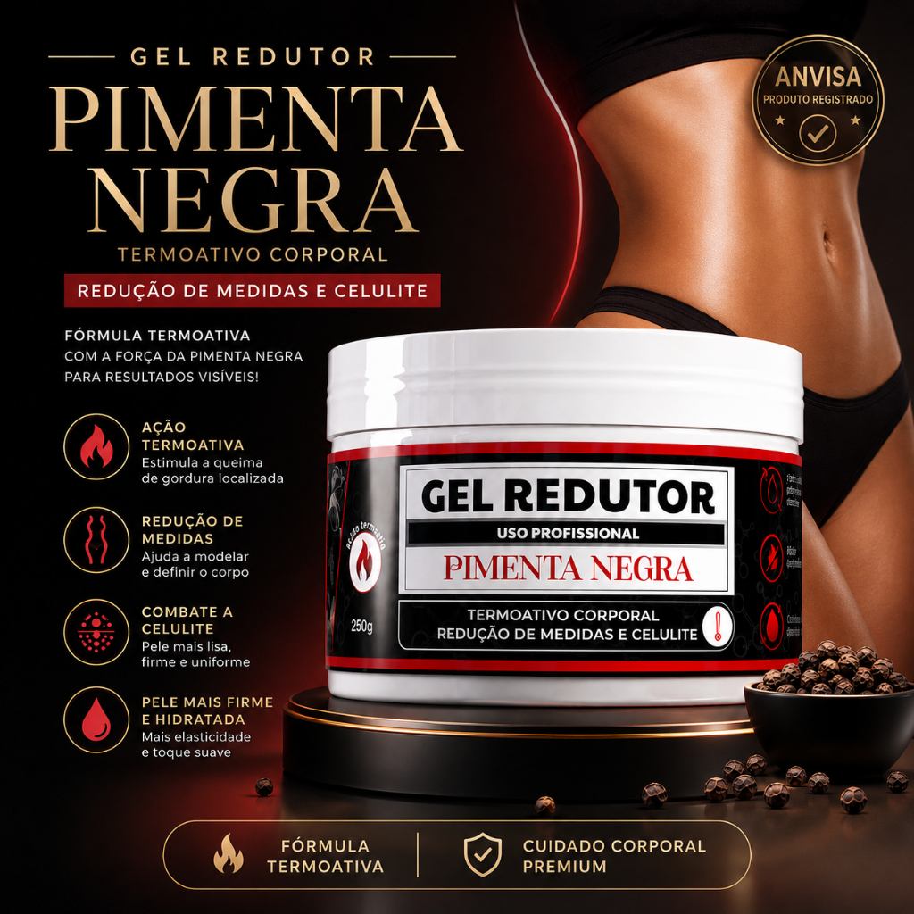 Gel Redutor de Medidas Termo Ativado Pimenta Negra
