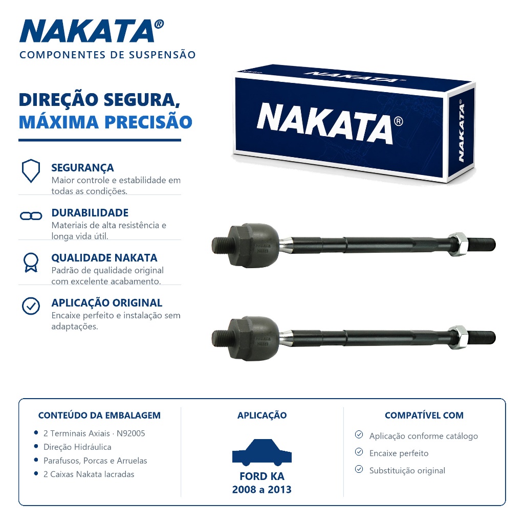 Par Terminal Barra Axial FORD KA 2008 a 2013 Hidraulica Nakata