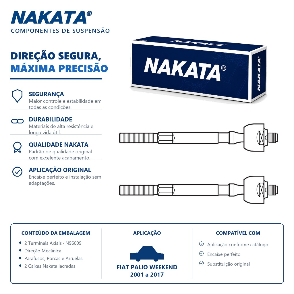 Par Terminal Barra Axial FIAT PALIO WEEKEND 2001 a 2017 MECANICA Nakata