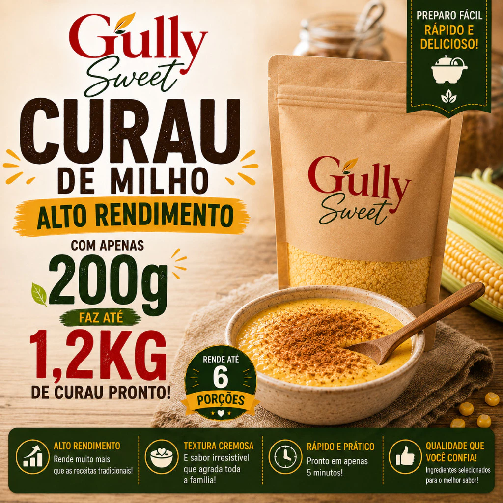 Curau de Milho Verde Sem Leite 1kg Pronto em 5 Min! Zero Lactose Vegano Gully Sweet — imagem 1