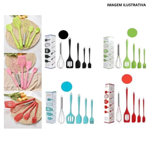 Kit Colheres de Silicone 5 Peças – Resistentes ao Calor e Antiaderentes/olher de silicone kit utensílios cozinha