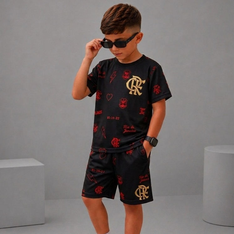 kit Camisa+Short Infantil Masculino de Time Futebol tecido dryfit 2 anos ao 14 Anos / para meninos e homens