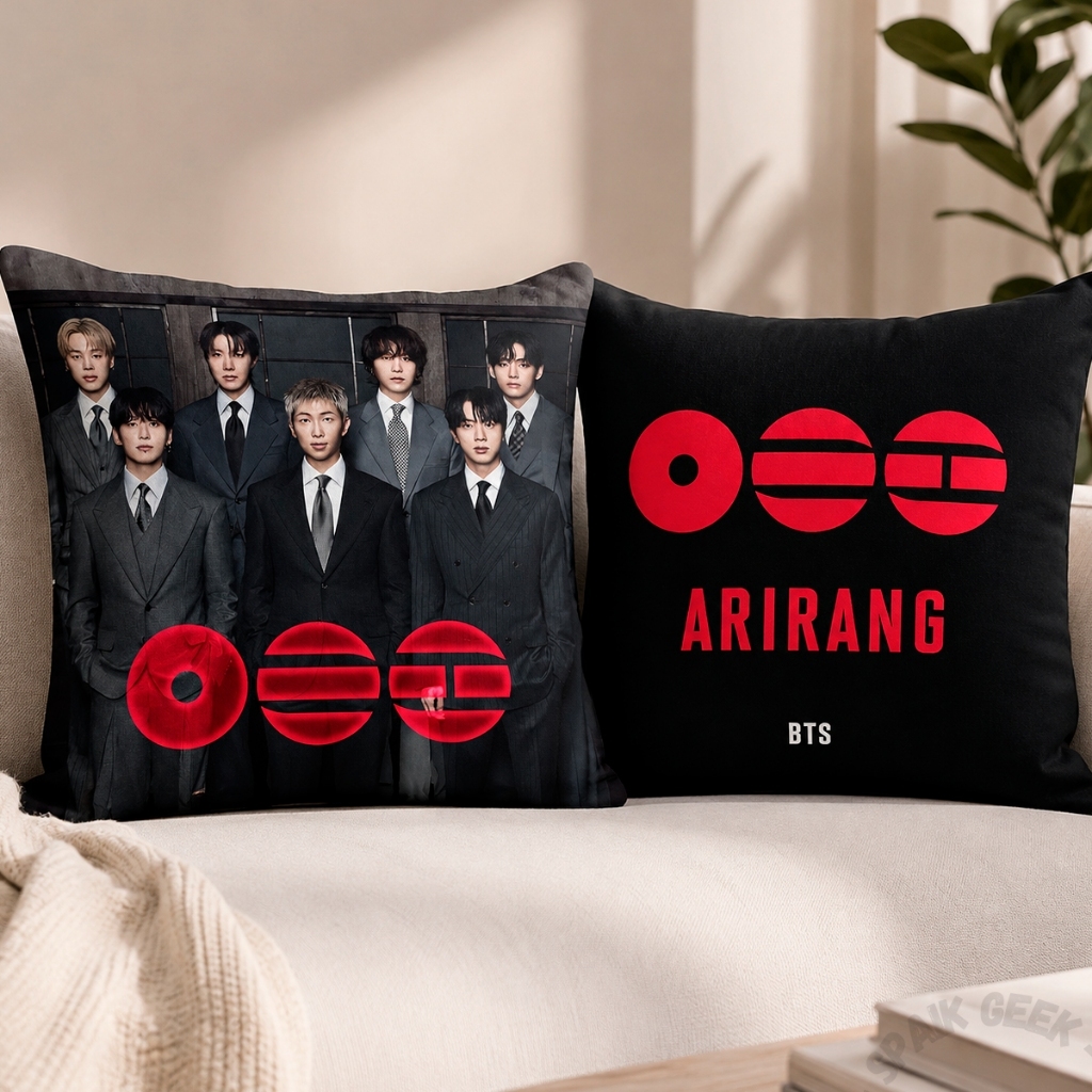 Almofada Quadrada Personalizada BTS ARIRANG 35x35cm Bandas Idols Coreanos Army Decoração Presente