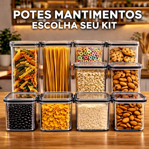 Potes Herméticos em Acrílico Cristal para Cozinha Empilhável Organizador para Mantimentos