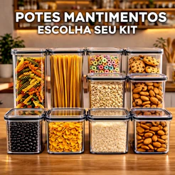 Potes Herméticos em Acrílico Cristal para Cozinha Empilhável Organizador para Mantimentos