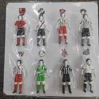 Jogador de futebol miniatura para bolo e maquete artesanal de plástico branco pintado a mão novo modelo 1 trave por time