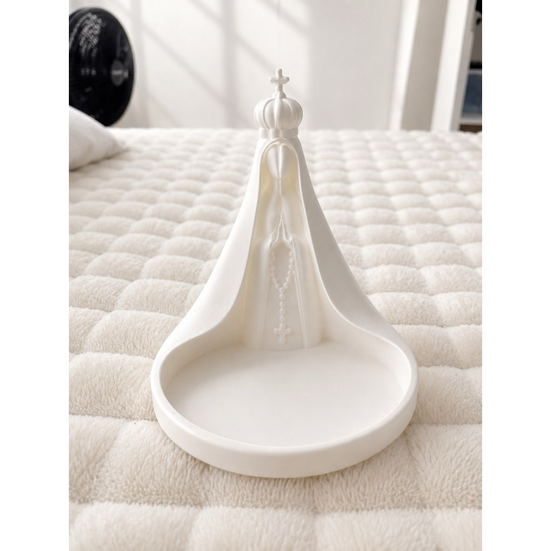 Porta-Terço Nossa Senhora Decorativo 15 cm – Enfeite Religioso para Cantinho de Oração