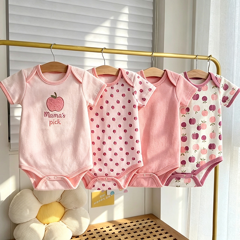 Conjunto de 4 peças de macacão para bebê 100% algodão confortável várias opções de cor série pêssego
