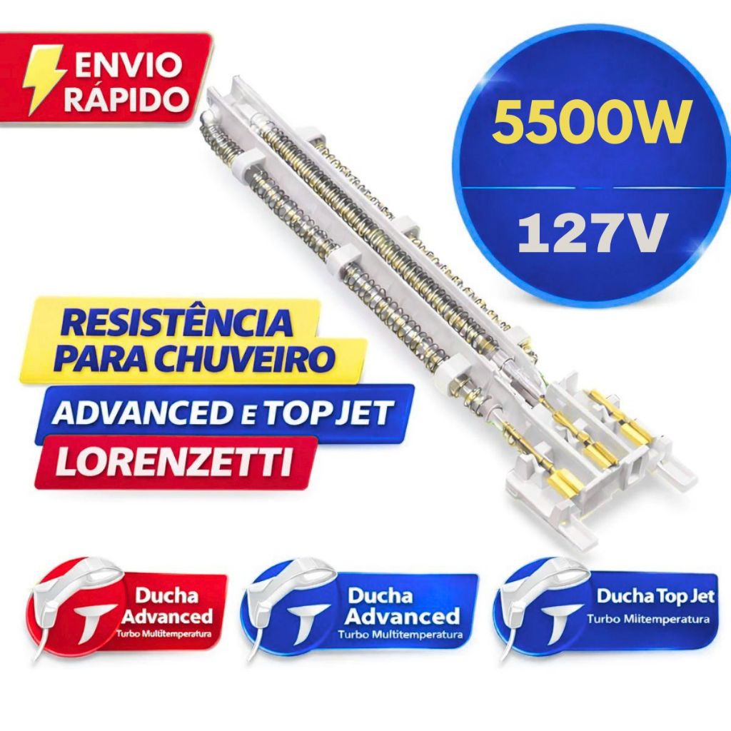 Resistência Paralela Advanced Top Jet Ducha Multitemperatura 127v e 220v