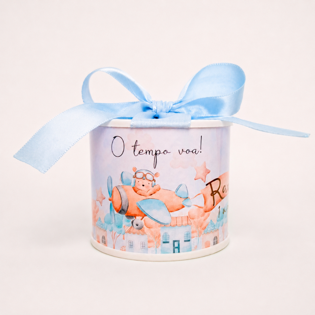 Kit Tubolata Personalizada Ursinho Aviador |Lembrancinhas para Festa Infantil|Aniversário | Maternidade |Chá de Bebê