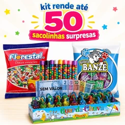 Kit Sacolinha Surpresa Infantil com Doces Sortidos Rende Até 50 Sacolinhas