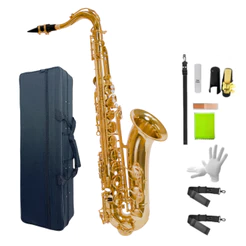 Saxofone Tenor SONN Sib Laqueado Com Case Térmico Rígido E Acessórios Completo Para Estudo Bands Show Pro