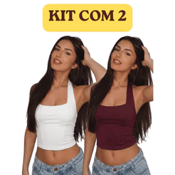Kit 2 Blusas Regata Top Halter Neck Costa Nua Casual Moda Verão