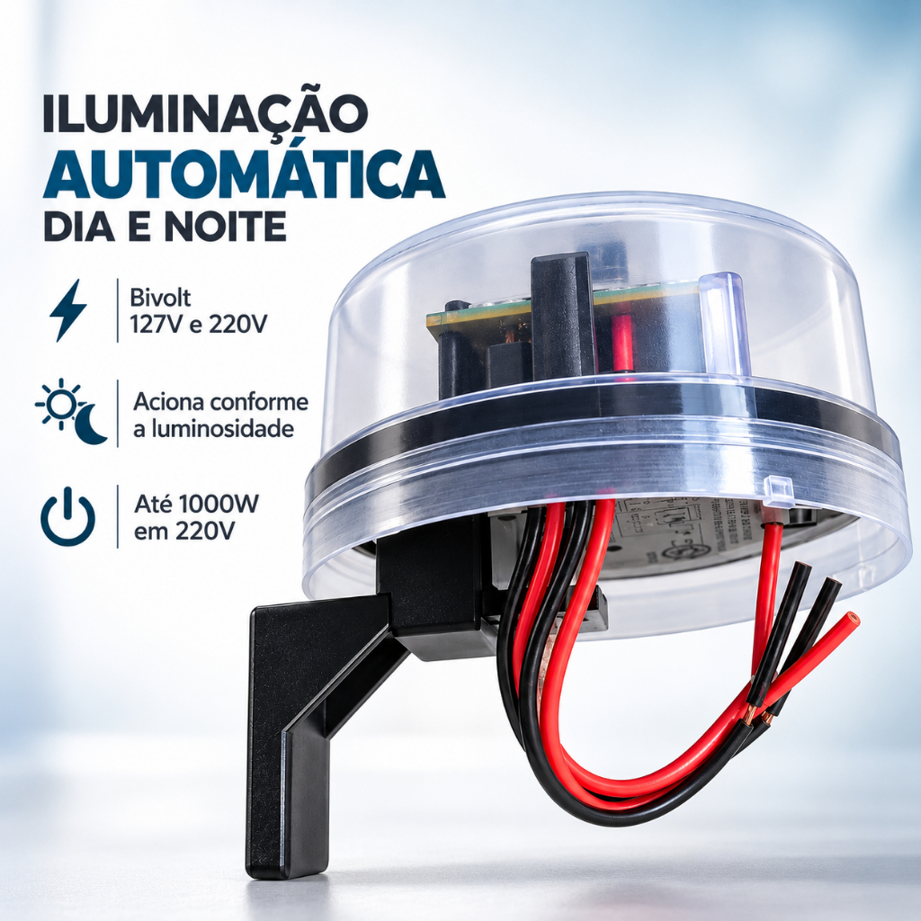 Relé Sensor Fotocélula Bivolt Automático Com Suporte Qualitronix Bivolt 110/220 V