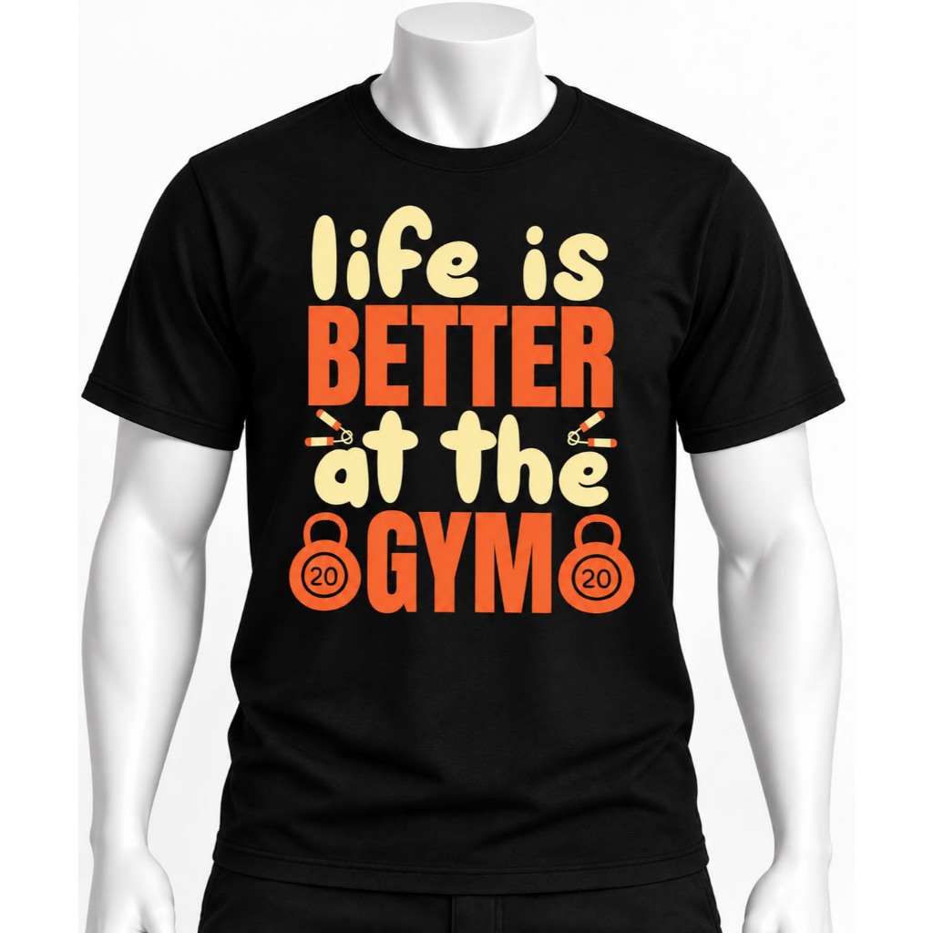 Camiseta Masculina Academia Life is Better at The Gym 100% Algodão Fitness Musculação Treino Maromba Camisa Estampada