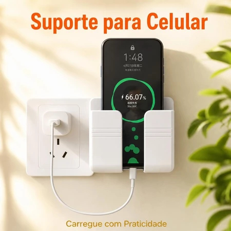Kit Com 3 Peças Suporte de Parede Multifuncional para Celular e Controle Remoto Organizador Adesivo para Carregar