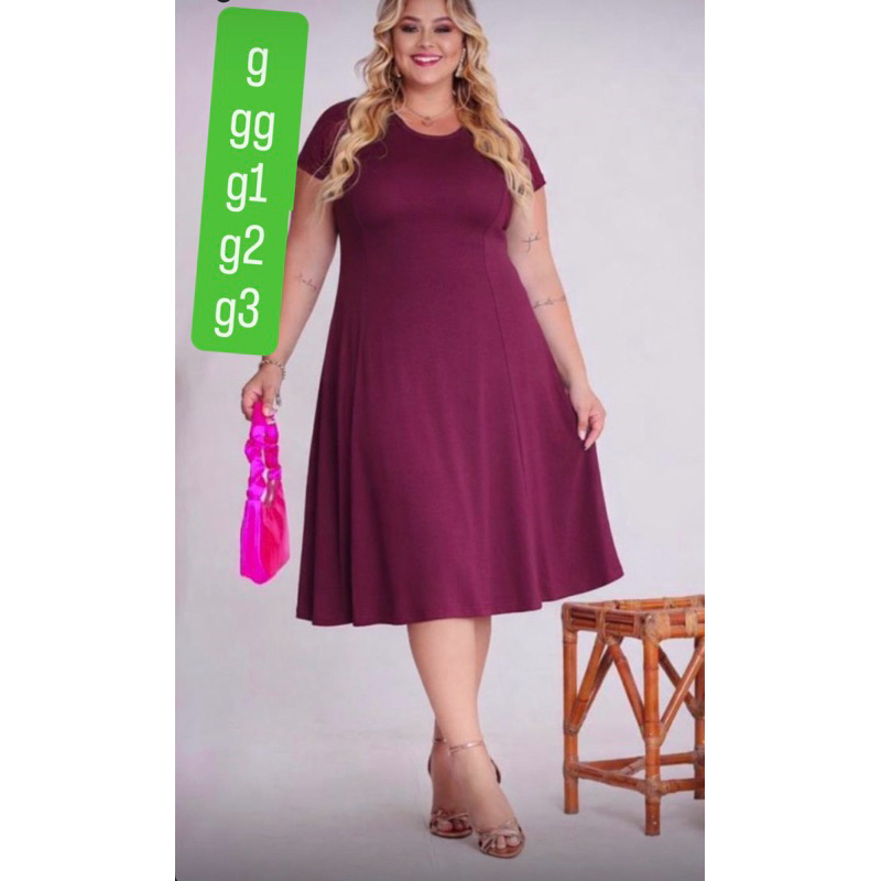 vestido plus nesgado rodado 44 /46/48/50/52
