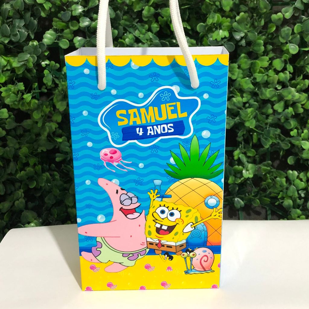 Sacolinha Surpresa Personalizada Bob Esponja | Lembrancinhas Festa Infantil Aniversário Bolsinhas