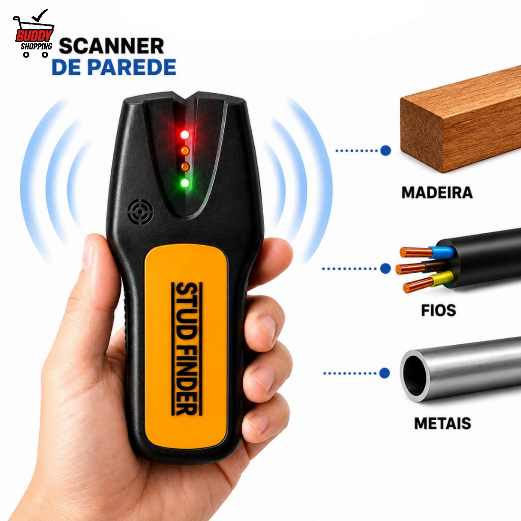 Scanner de Parede LUATEK LWJ-307 Detector de Metal Madeira e Fios com Alerta Sonoro