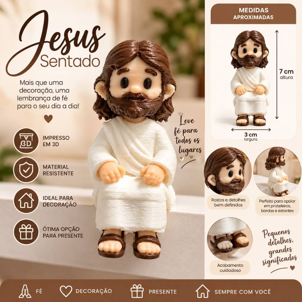 Mini Jesus Decorativo, Decoração, Religioso, Perfeito p/ seu Not ou PC Estante Fé, Proteção e Decoração — imagem 2 de 2