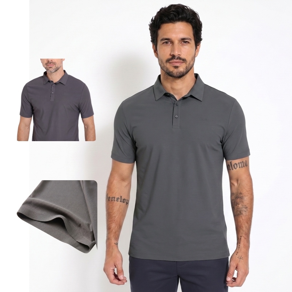 Camisa Polo Premium Masculina Poliamida Tecido Gelado Sem Costura Acabamento Top