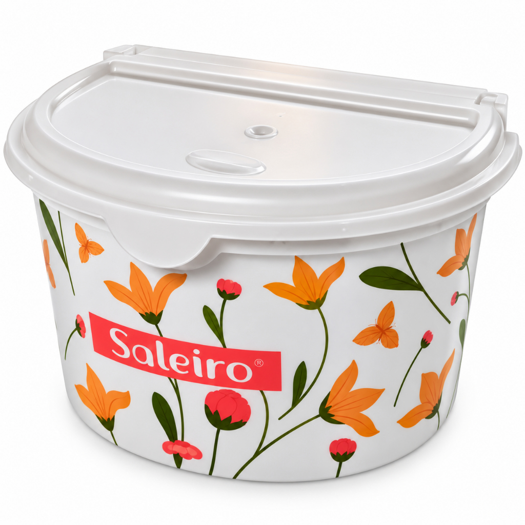 Saleiro de Parede Cozinha Porta Sal Pote Plástico com Alça e Tampa 1Kg
