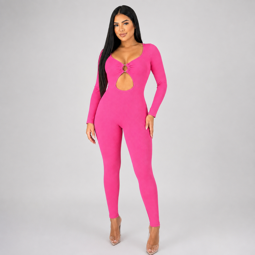 Macacão feminino Manga Longa Argola macacao gringa blogueira