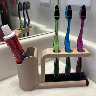 Porta Escovas de Dentes Integrado com Suporte para Pasta e Calha Drenadora removível