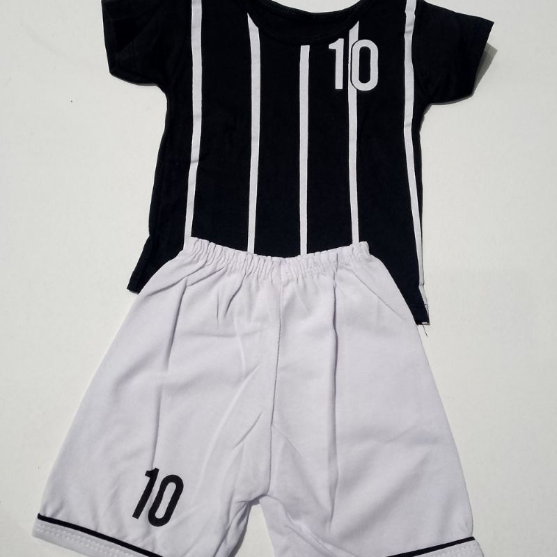 Conjunto de Bebe Menina e Menino Temático Time Elegante Torcida  Futebol 100% Algodão 9 a 12 Meses