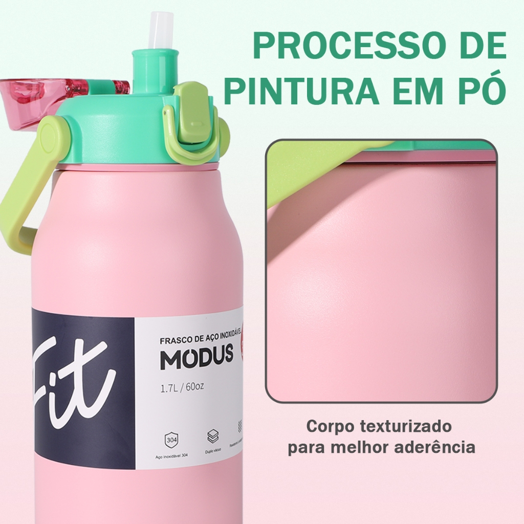 MODUS Garrafa Térmica Inox 1700ml com Isolamento a Vácuo – Mantém quente e frio