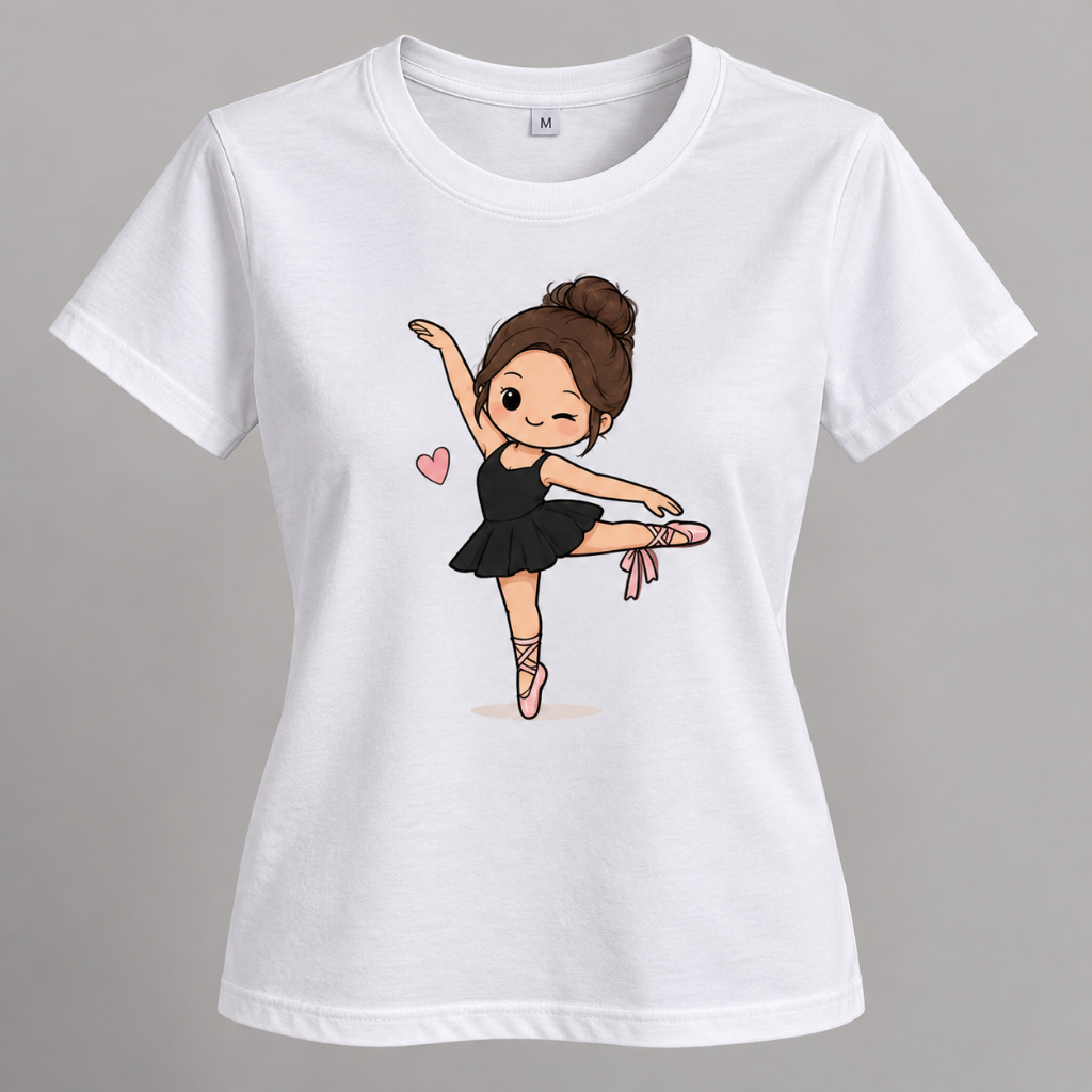 Camiseta Feminina Bailarina Ballet 100% Algodão Estampa Dança Presente