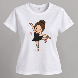 Camiseta Feminina Bailarina Ballet 100% Algodão Estampa Dança Presente