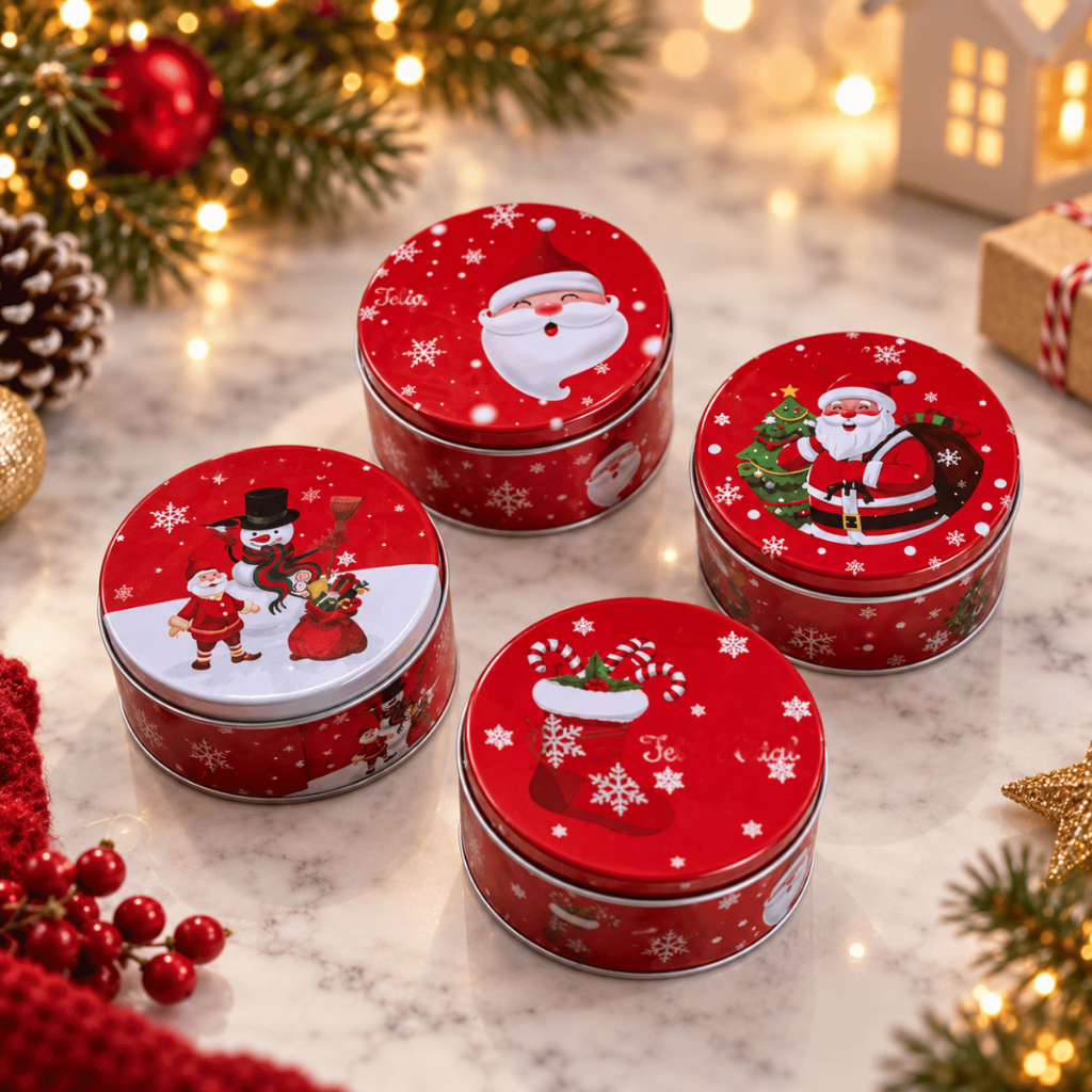 Kit 4 Enfeite Natalino Lata Decorativa 8cm - Wincy Natal / Decoração de Natal Papai Noel Mesa Festa Ornamento